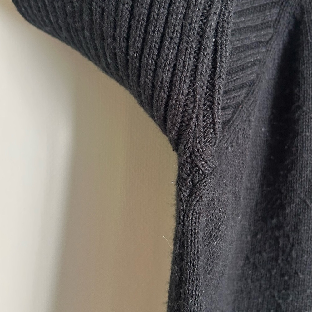 VINTAGE RICA LEWIS Black Wool Blend Quarter Zip Heritage Pullover Sweater Size L - Picture 6 of 11